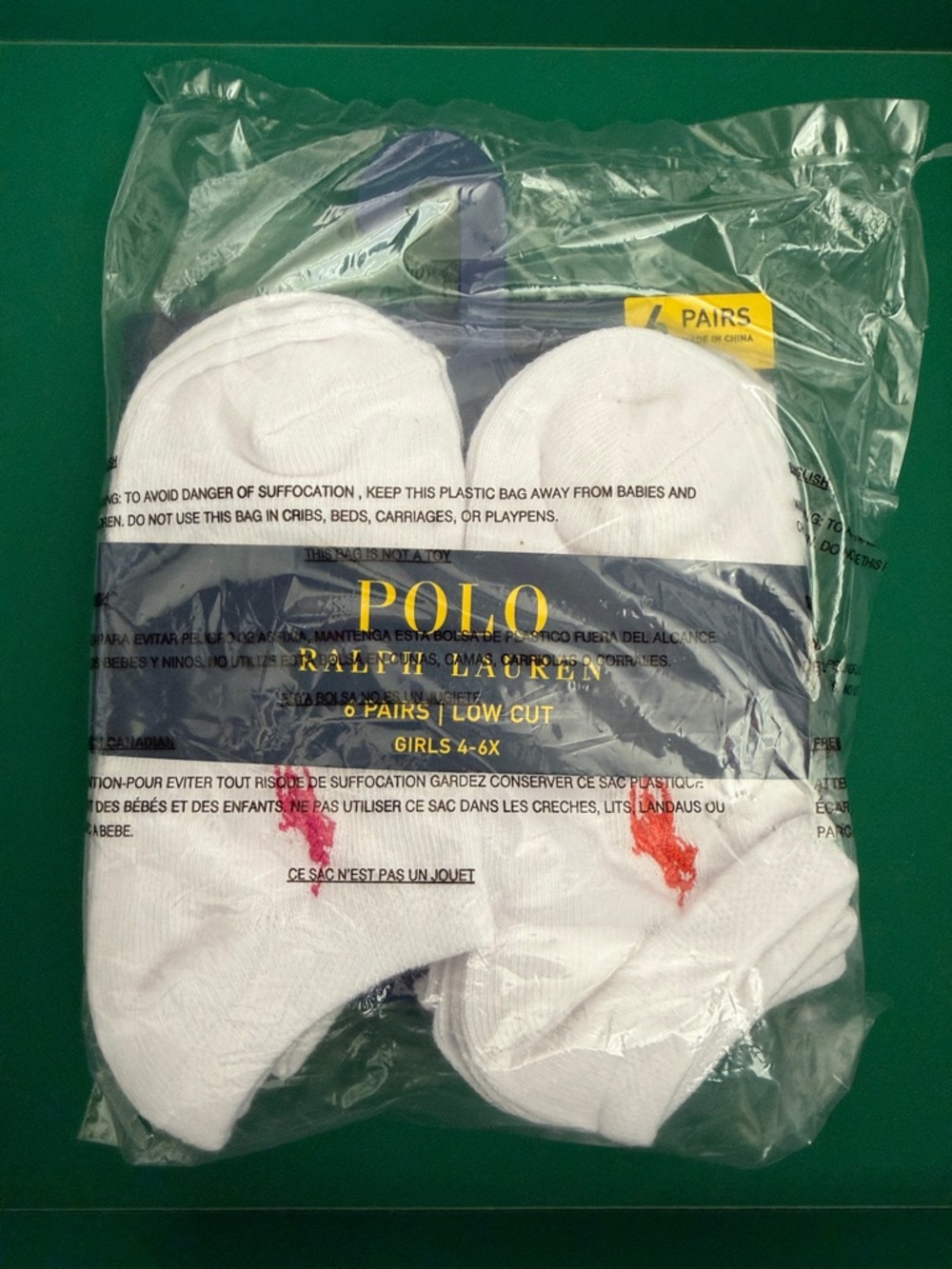 Polo by Ralph Lauren White Low Cut Athletic Socks with Red Pony - Girls